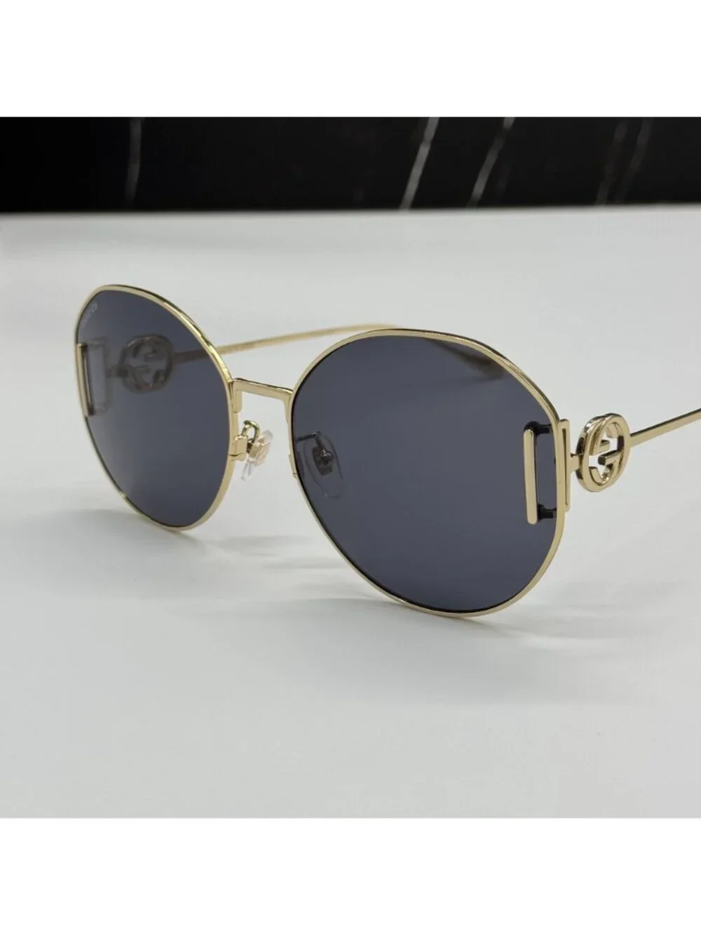 New Gucci GG1206SA 002 Women Oversized Gold Gray Sunglasses